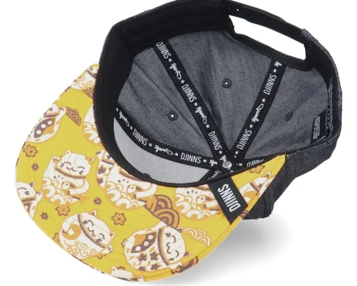 6 Panel Luckycat Linen Rev. Black Snapback - Djinns