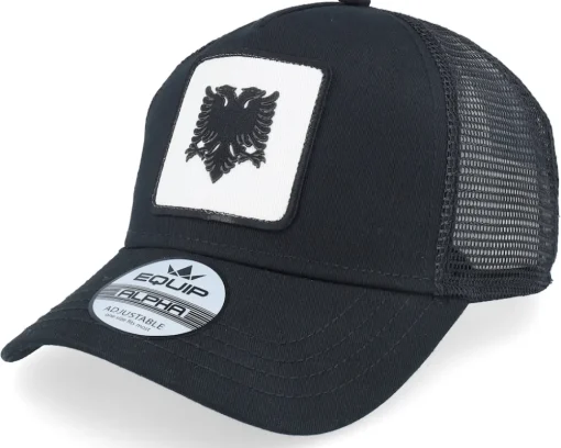Albanian Eagle Patch Black A-frame Trucker - Iconic