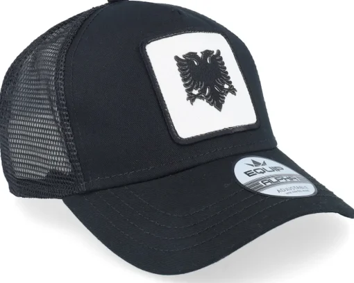 Albanian Eagle Patch Black A-frame Trucker - Iconic