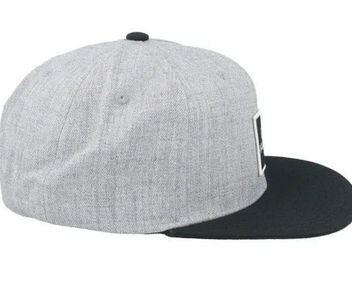 Alpha Square Medium Profile Heather Grey/Black Snapback - Brixton