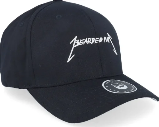American Heavy Metal Logo Black Flexfit - Bearded Man