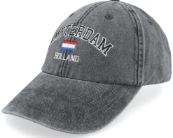 Amsterdam Holland Washed Black Dad Cap - Iconic