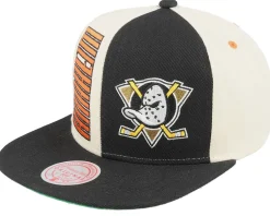 Anaheim Ducks Pop Panel Off White/Black Snapback - Mitchell & Ness