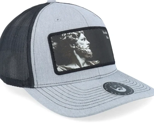 Ancient Greek Beard Patch Heather Grey/Black Trucker - Bearded Man