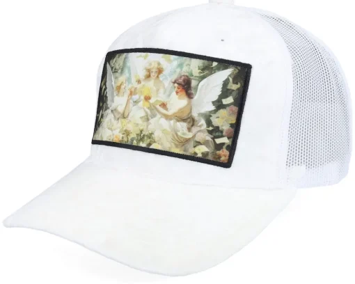 Angels & Money Velvet Peach/Ivory A-frame Trucker - Calza Pennello