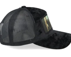 Anna Belle Velvet Black/Black A-frame Trucker - Scenes