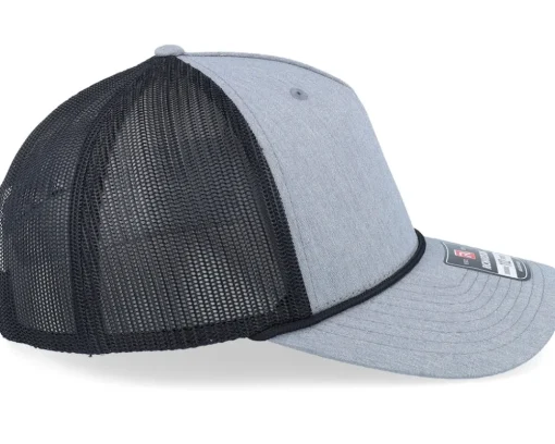 Army Skull Usa Black Patch Heather Grey/Black Rope A-Frame Trucker - Army Head
