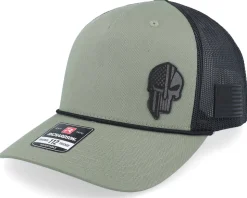 Army Skull Usa Black Patch Loden/Black Rope A-Frame Trucker - Army Head