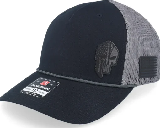 Army Skull Usa Black Patch Loden/Black Rope A-Frame Trucker - Army Head