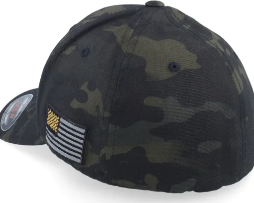 Army Skull Usa Gold Patch Multicam Black Camo Flexfit - Army Head