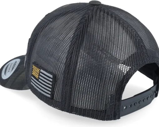 Army Skull Usa Gold Patch Multicam Black Camo Trucker - Army Head