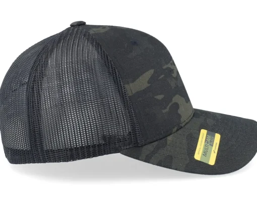 Army Skull Usa Gold Patch Multicam Black Camo Trucker - Army Head