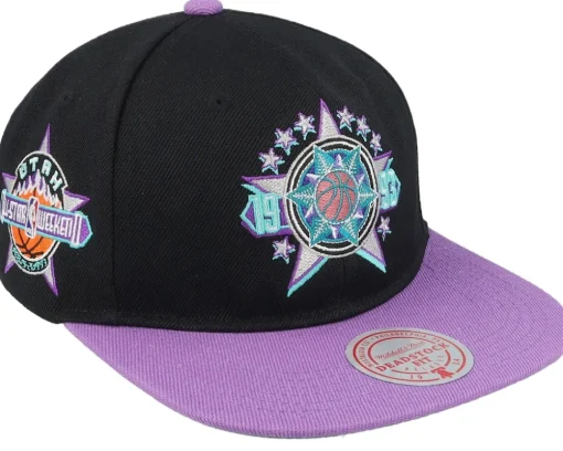 Asg 2 Tone Deadstock Black/Purple Snapback - Mitchell & Ness