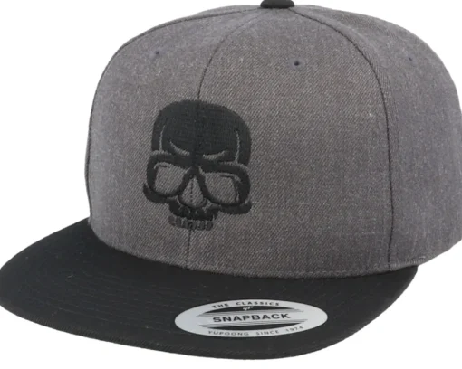 Bad Skull Charcoal/Black Snapback - Iconic