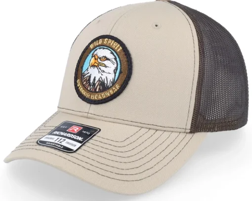Bald Eagle Logo 112 Split Khaki/Coffee Trucker - Wild Spirit