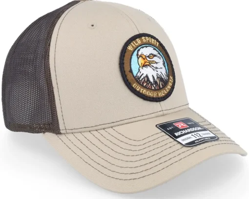 Bald Eagle Logo 112 Split Khaki/Coffee Trucker - Wild Spirit