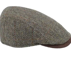 Bang 32 Harris Tweed Green Herringbone Flat Cap - MJM Hats