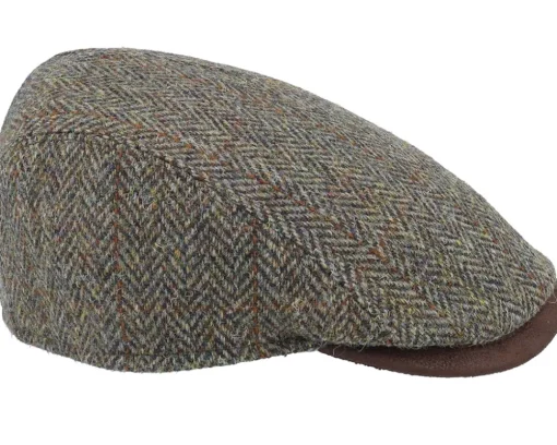 Bang 32 Harris Tweed Green Herringbone Flat Cap - MJM Hats