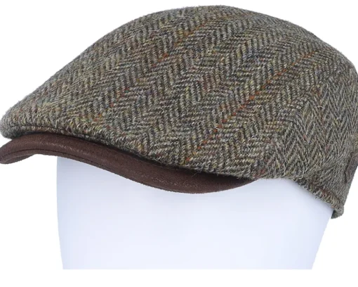 Bang 32 Harris Tweed Green Herringbone Flat Cap - MJM Hats