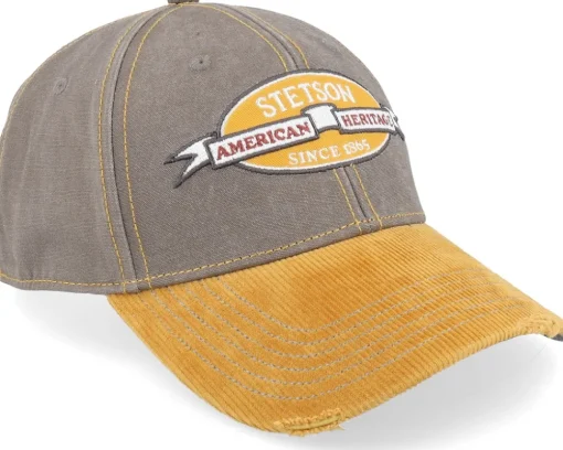 Baseball Cap Vintage Distressed Olive/Yellow Adjustable - Stetson