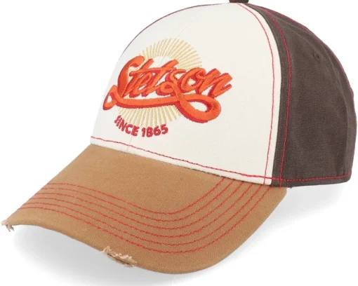 Baseball Cap Vintage Distressed Beige Leaves Adjustable - Stetson