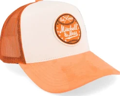 Baseball White/Orange A-Frame Trucker - Mitchell & Ness