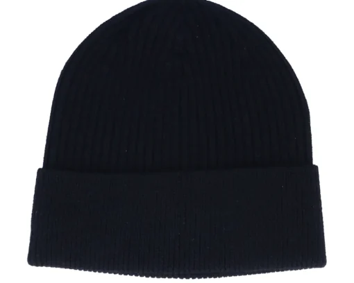 Basic Beanie Merino Fine Rib Black Cuff - Djinns