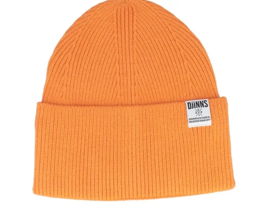Basic Beanie Wooly Knit Orange Cuff - Djinns