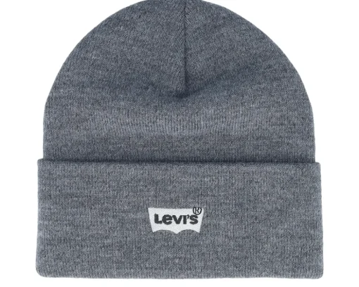 Batwing Embroidered Slouchy Beanie Regular Grey Cuff - Levi's