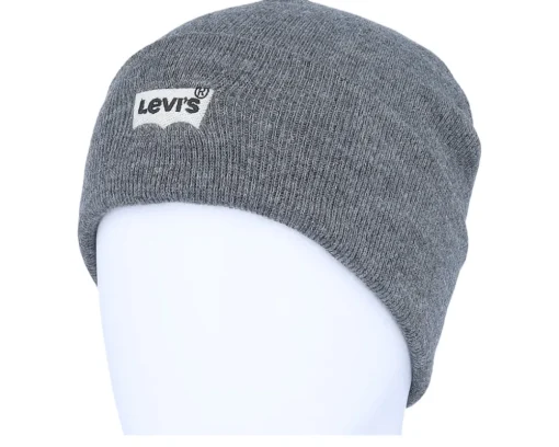 Batwing Embroidered Slouchy Beanie Regular Grey Cuff - Levi's