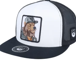 Bear Cap Man Classic White/Black A-frame Trucker - Bearded Man