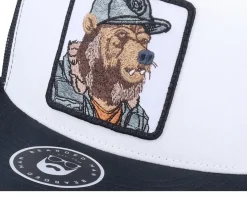Bear Cap Man Classic White/Black A-frame Trucker - Bearded Man