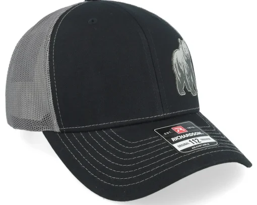 Bear Engraved 112 Split Black/Charcoal Trucker - Wild Spirit