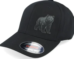 Bear Engraved Wooly Combed Black Flexfit - Wild Spirit