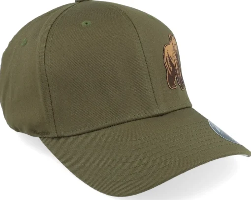 Bear Engraved Wooly Combed Olive Flexfit - Wild Spirit