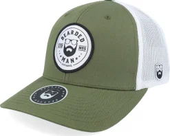 Beard Logo R Retro Oiive/White Trucker - Bearded Man