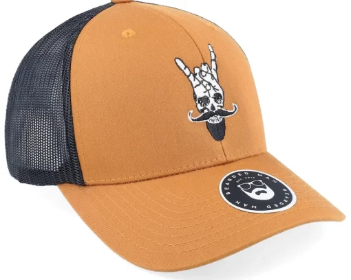 Bearded Rock Sign Scull Caramel/Black Trucker - Bearded Man