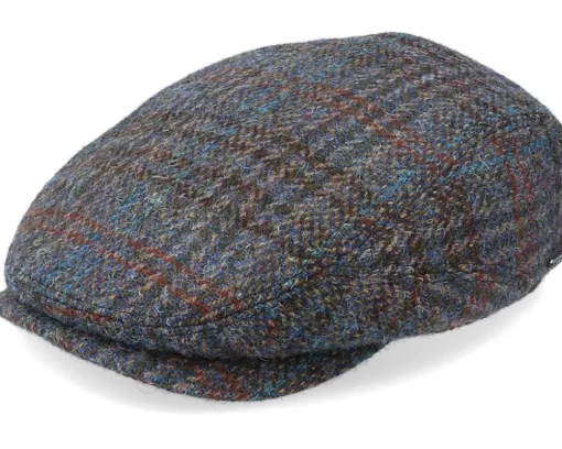 Belfast Driver Cap Harris Tweed Navy Flat Cap - Stetson