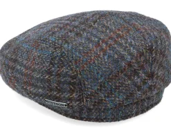 Belfast Driver Cap Harris Tweed Navy Flat Cap - Stetson