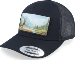 Big Deer Wide Patch Retro Black Trucker - Hunter