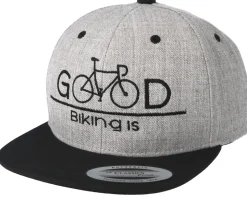Biking Is Good Heather Grey Black Snapback - Bike Souls