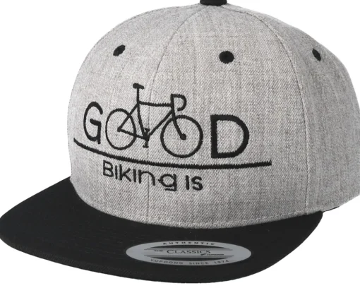 Biking Is Good Heather Grey Black Snapback - Bike Souls