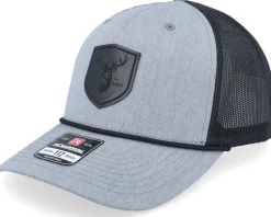 Black Deer Shield Patch Heather Grey/Black Rope A-Frame Trucker - Wild Spirit