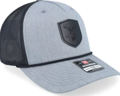 Black Deer Shield Patch Heather Grey/Black Rope A-Frame Trucker - Wild Spirit