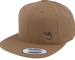 Black Fish Hook Logo Light Brown Snapback - Skillfish