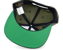 Black Fish Hook Logo Olive/Black Snapback - Skillfish