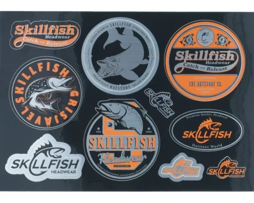 Black/Orange/Brushed Alumiunium Stickers - Skillfish
