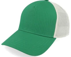 Blank Brush Twill Valin Dnr Ivory/Emerald A-Frame Trucker - American Needle