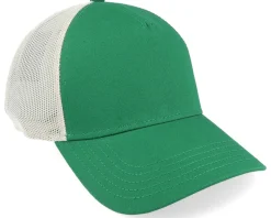 Blank Brush Twill Valin Dnr Ivory/Emerald A-Frame Trucker - American Needle