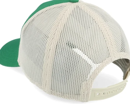 Blank Brush Twill Valin Dnr Ivory/Emerald A-Frame Trucker - American Needle